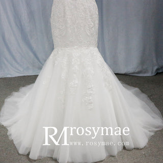 Off the Shoulder Trumpet Wedding Dresses Corset Back - Rosymae
