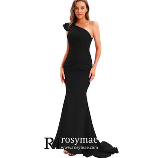 One Shoulder Prom Gowns Single Strap Wedding Guest Dresses - Rosymae