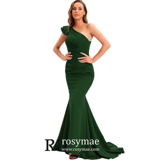 One Shoulder Prom Gowns Single Strap Wedding Guest Dresses - Rosymae