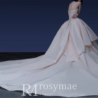 Asymmetrical Neck Ruffle Skirt Bridal Gown Wedding Dress