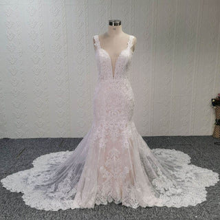 Incredible Plunging V-neck Low Back Lace Wedding Dresses
