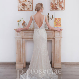plunging-v-neck-mermaid-wedding-gown