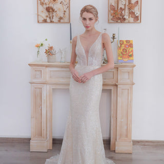 plunging-v-neck-mermaid-wedding-gowns