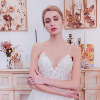 Popular Spaghetti Straps A Line Wedding Dress - Rosymae