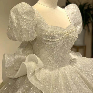 Princess Cap Sleeves Ball Gowns Backless Wedding Dresses - Rosymae