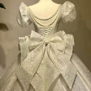 Princess Cap Sleeves Ball Gowns Backless Wedding Dresses - Rosymae