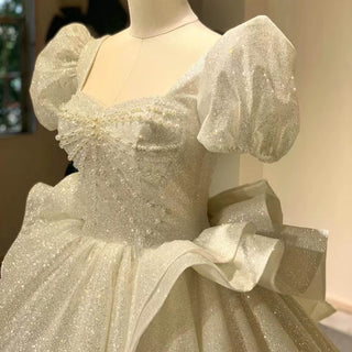 Princess Cap Sleeves Ball Gowns Backless Wedding Dresses - Rosymae