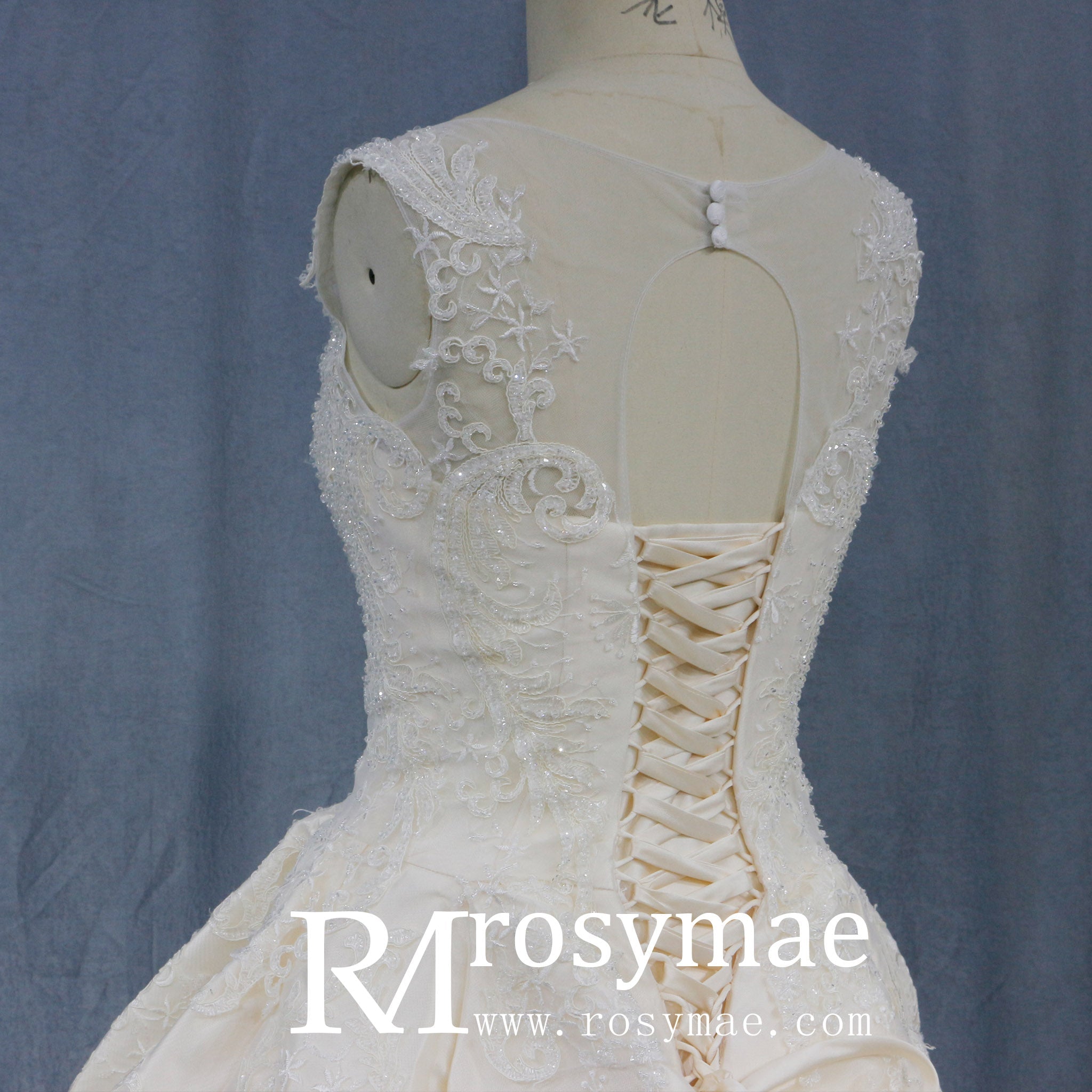 Princess Lace Sweetheart Neckline Ballgown Wedding Dress - Rosymae