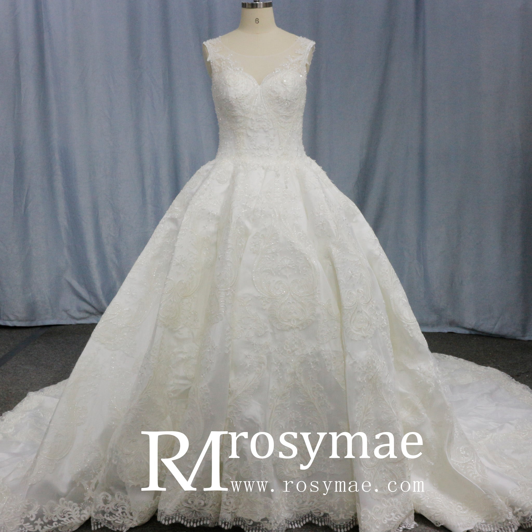 Princess Lace Sweetheart Neckline Ballgown Wedding Dress - Rosymae