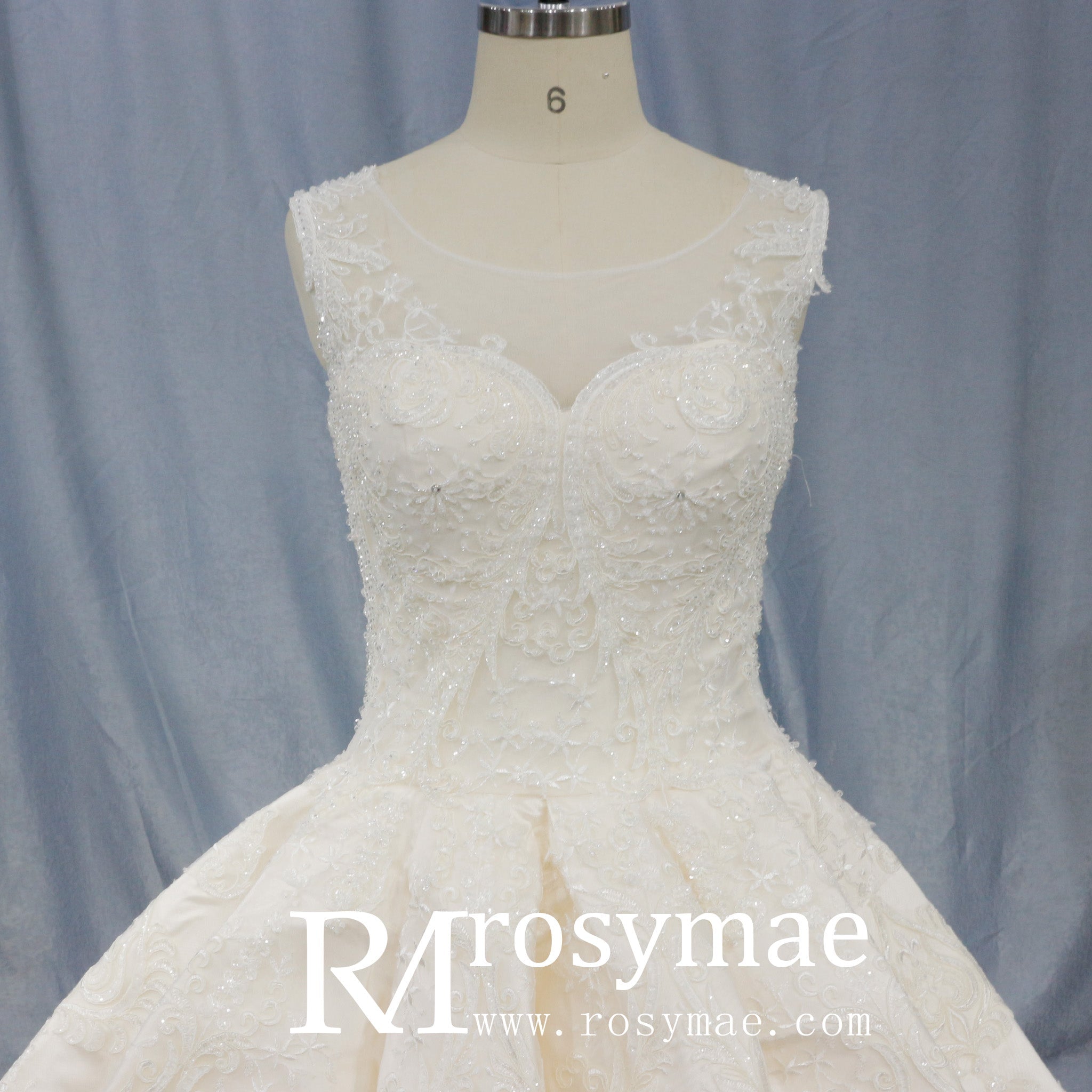 Princess Lace Sweetheart Neckline Ballgown Wedding Dress - Rosymae