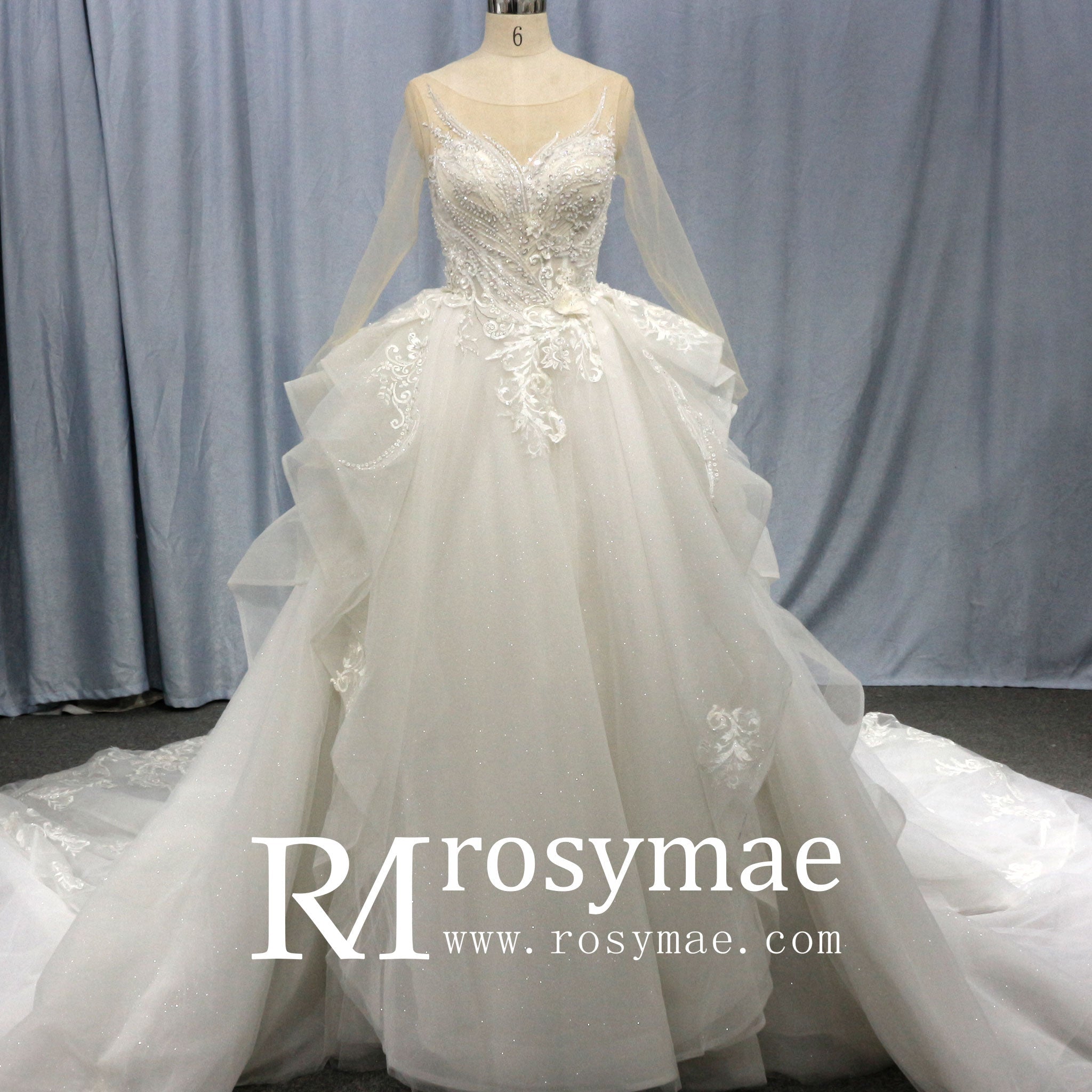 Princess Long Sleeve Ballgown Wedding Dresses & Bridal Gowns - Rosymae