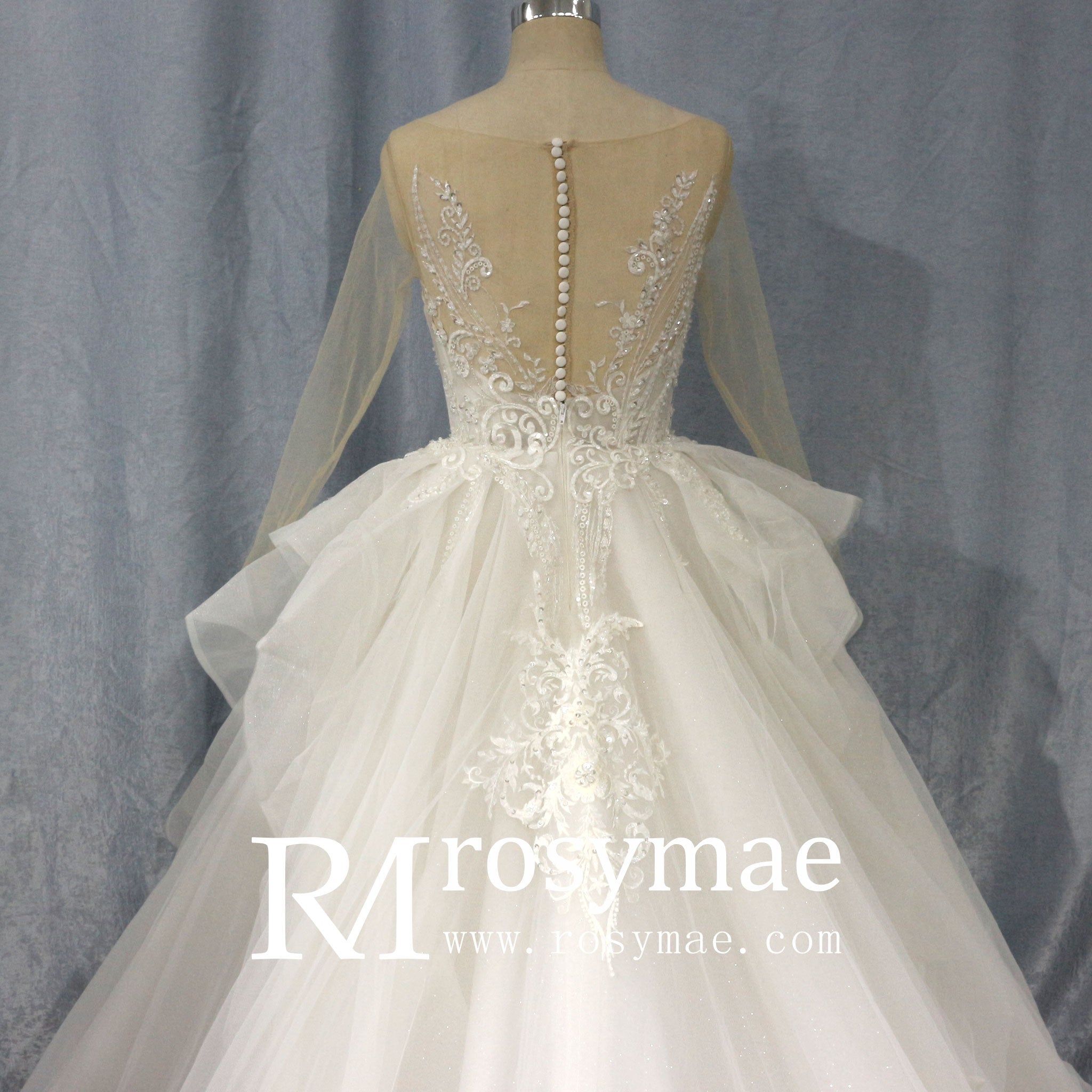 Princess Long Sleeve Ballgown Wedding Dresses & Bridal Gowns - Rosymae