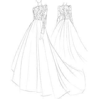 Puff Sleeve Wedding Dresses & Gowns with High Sheer Neck and Back - Rosymae