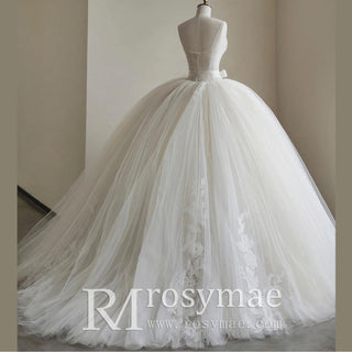 Puffy Skirt Strapless Ball Gown Bridal Wedding Dress for Women
