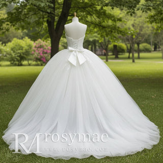 Puffy Skirt Strapless Ball Gown Bridal Wedding Dress for Women - Rosymae