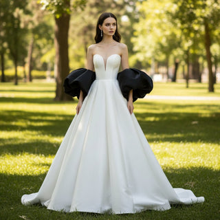 Purple Wedding Dress For Modern Romantic Bride Puffy Sleeve - Rosymae