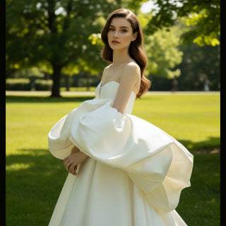 Purple Wedding Dress For Modern Romantic Bride Puffy Sleeve - Rosymae