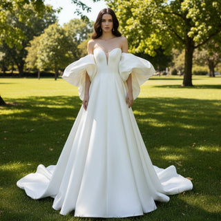 Purple Wedding Dress For Modern Romantic Bride Puffy Sleeve - Rosymae