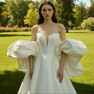 Purple Wedding Dress For Modern Romantic Bride Puffy Sleeve - Rosymae