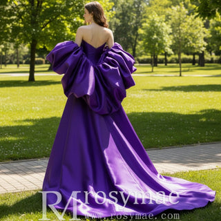 Purple Wedding Dress For Modern Romantic Bride Puffy Sleeve - Rosymae
