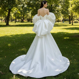 Purple Wedding Dress For Modern Romantic Bride Puffy Sleeve - Rosymae