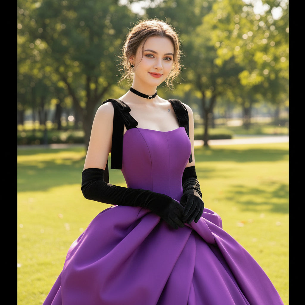 Ruffle Satin Purple Bridal Gown Wedding Dress with Black Tank Rosymae Ruffle Satin Purple Bridal Gown Wedding Dress with Black Tank Rosymae