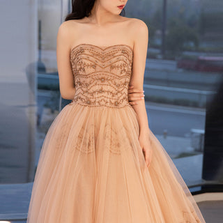 Sweetheart Neck Strapless Pumpkin Formal Dress Prom Party Gown
