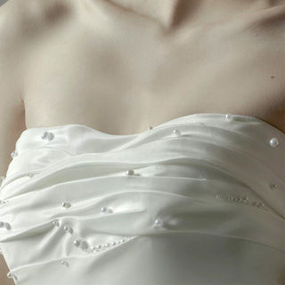 Strapless Curve Neck Ruched Taffeta Ballgown Bridal Wedding Dress