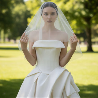 Ruffle-trimmed Strapless Satin Wedding Dresses for Brides - Rosymae