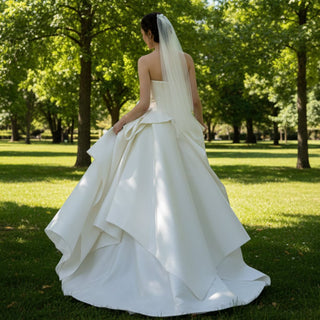 Ruffle-trimmed Strapless Satin Wedding Dresses for Brides - Rosymae