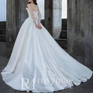 Strapless Satin Wedding Dresses Elegant Bridal Gowns 2023