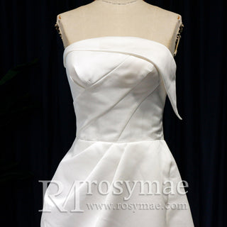 Satin A-Line Wedding Dress with Low Back - Rosymae
