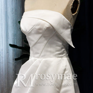 Satin A-Line Wedding Dress with Low Back - Rosymae