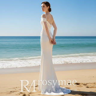 Satin One Shoulder Bridal Gowns Wedding Dresses for A Chic Bride - Rosymae