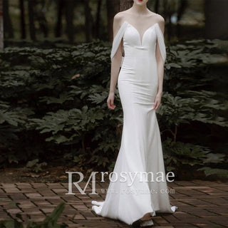Off Shoulder Sleeve Figure-Flattering Mermaid Wedding Dress