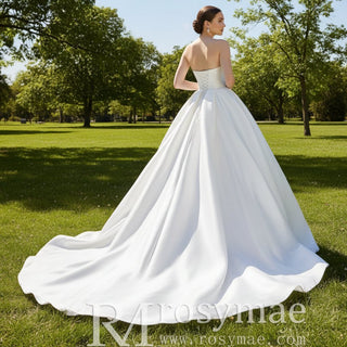 Satin Wedding Dresses & Gowns with Classic Ball Gown - Rosymae