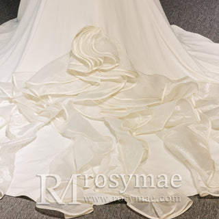 Scoop Long Sleeve Mermaid Wedding Dress with Trumpet Skirt - Rosymae