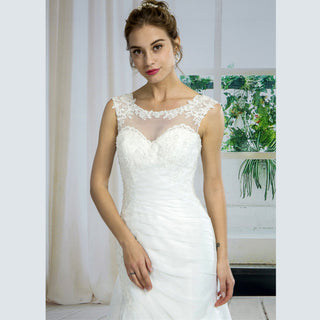 Popular Sheer Neck Mermaid Lace Wedding Dress Bridal Gowns