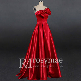 Simple A-line Red Bridal Gown Autumn Wedding Dress - Rosymae