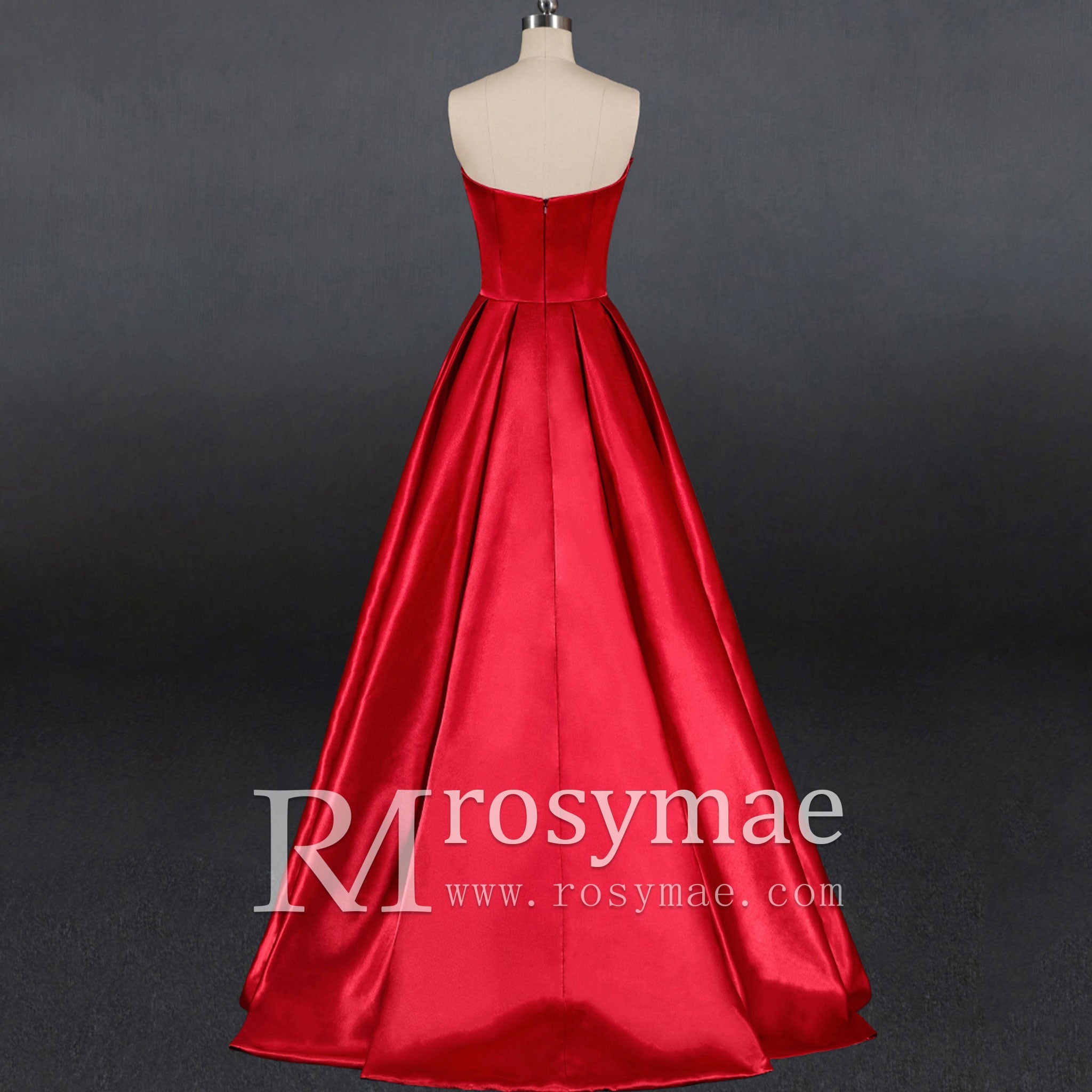 Simple A-line Red Bridal Gown Autumn Wedding Dress - Rosymae