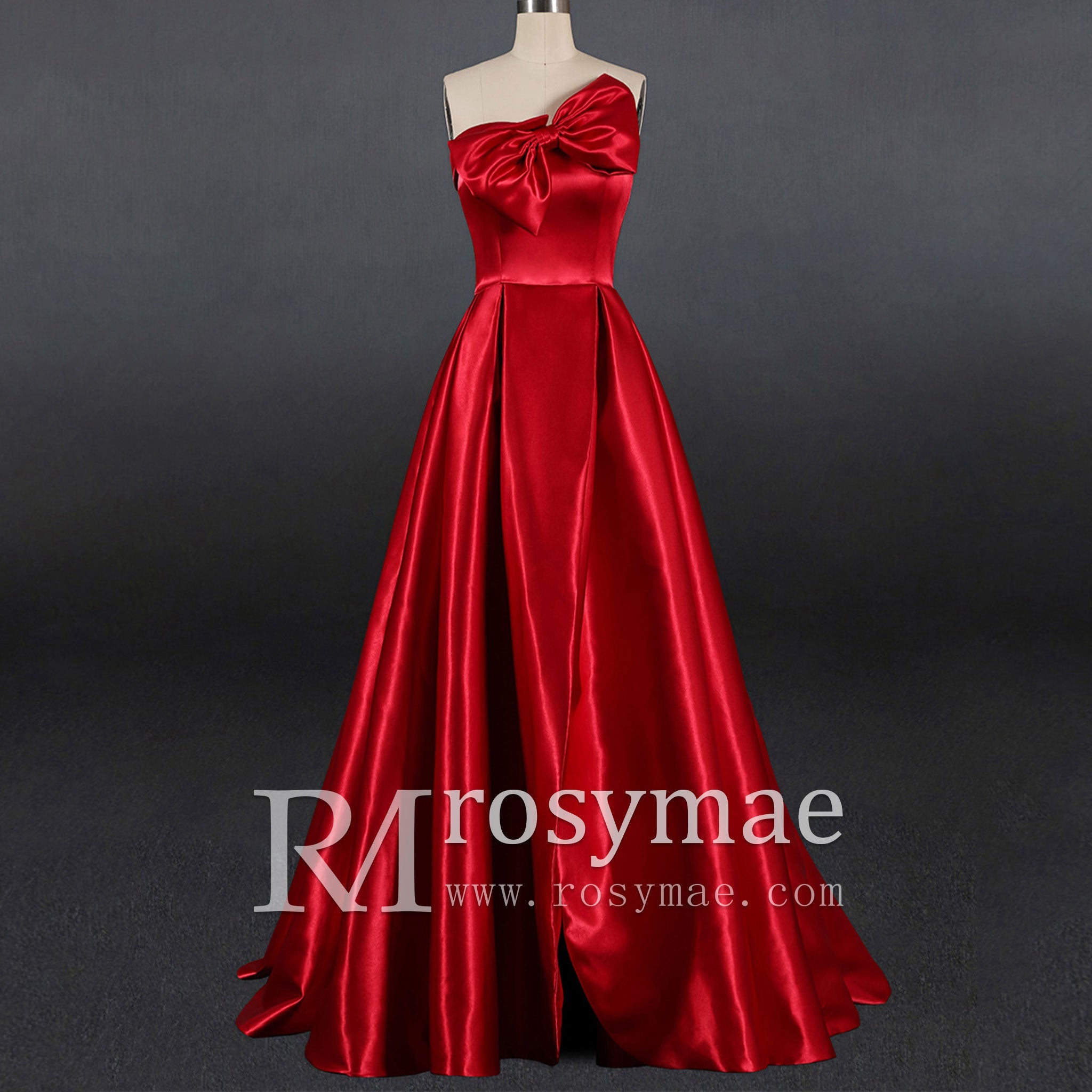 Simple A-line Red Bridal Gown Autumn Wedding Dress - Rosymae