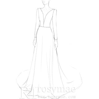 Simple and Sleek A-line Satin Wedding Dress with Long Sleeves - Rosymae