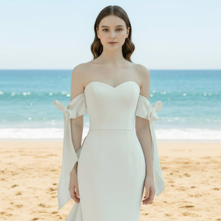 Simple Off the Shoulder Mermaid Wedding Dress - Rosymae