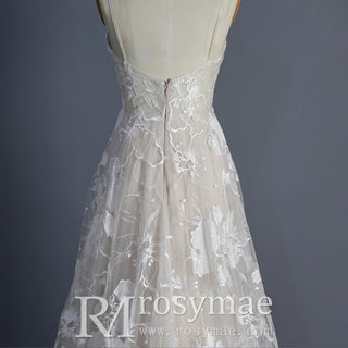 Spaghetti Strap A Line Lace Wedding Dresses Bridal Gowns - Rosymae