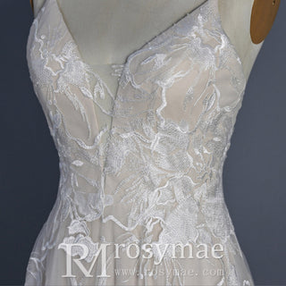 Spaghetti Strap A Line Lace Wedding Dresses Bridal Gowns - Rosymae