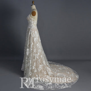 Spaghetti Strap A Line Lace Wedding Dresses Bridal Gowns - Rosymae