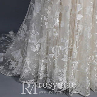 Spaghetti Strap A Line Lace Wedding Dresses Bridal Gowns - Rosymae