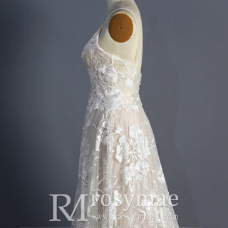 Spaghetti Strap A Line Lace Wedding Dresses Bridal Gowns - Rosymae