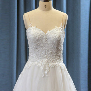 Spaghetti Strap A-line Bridal Gown Wedding Dress with Sweetheart Neck