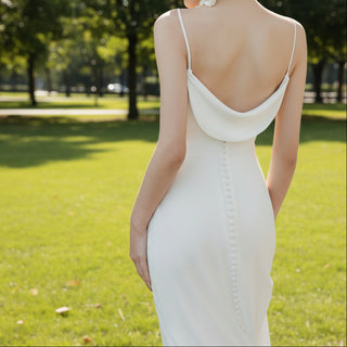 Simple Plain Soft Satin Fit Flare Bridal Gown Wedding Dress Rosymae Simple Plain Soft Satin Fit Flare Bridal Gown Wedding Dress Rosymae